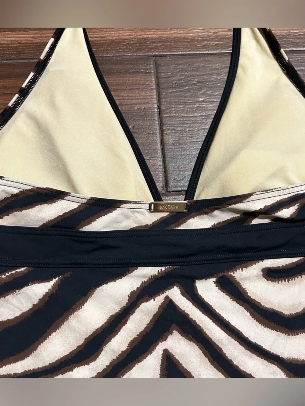 Michael Kors‎ Women’s Swim Tankini Top Only Halter Style Brown Zebra Print 12